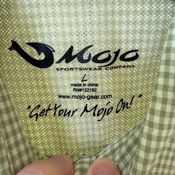 Mojo Sportswear Men’s Short-sleeve green button-up fishing shirt. Size L. EUC - Picture 3 of 5